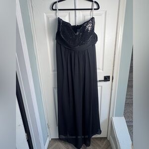 Christina Wu Black Strapless Sequin Dress